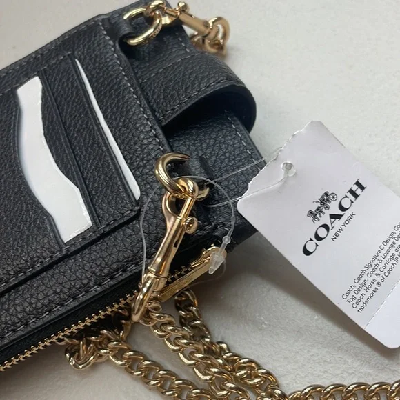 Coach Chain Phone Crossbody in Black - Turnlock broken - Picture 5 of 9